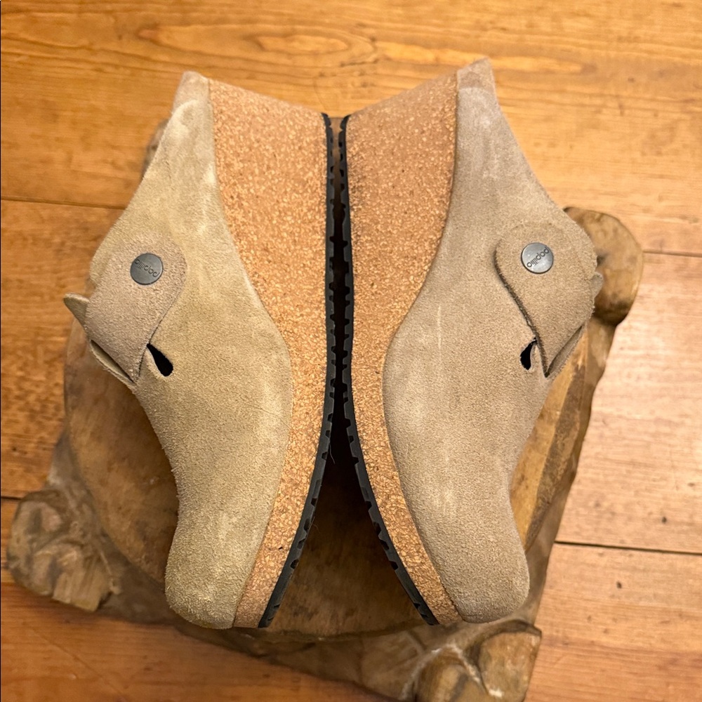 Tan wedge Suede Fanny Clogs with Buckle by papillo size 39 - Picture 5 of 9